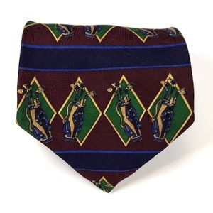 Tommy Hilfiger Men's 100% Silk Geometric Striped Golf Club Bag Novelty Necktie